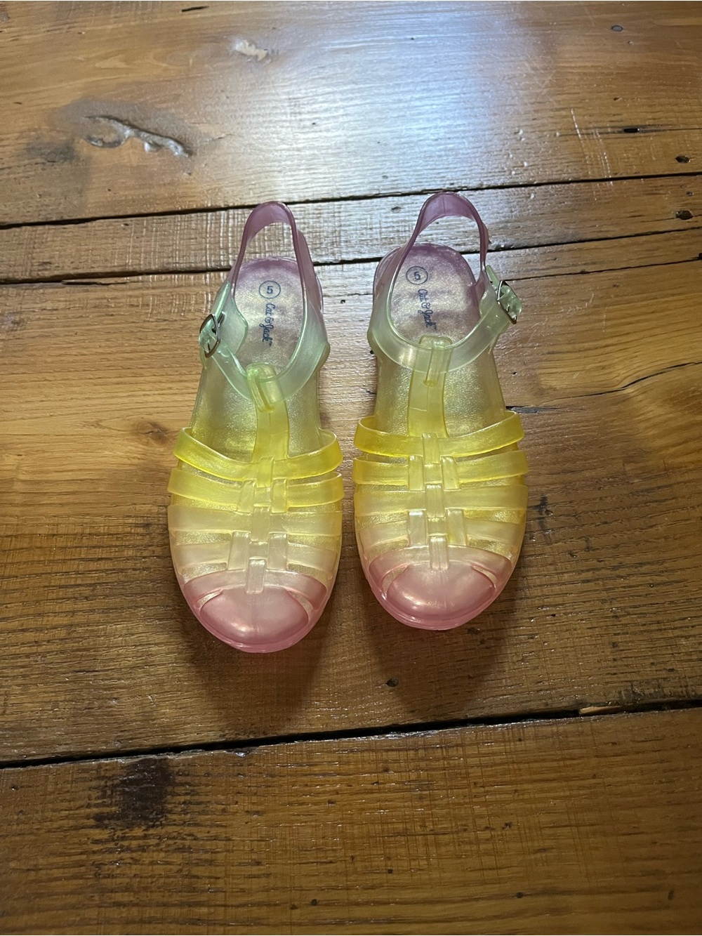 Cat & Jack Pink and Yellow Ombre Jelly Sandals